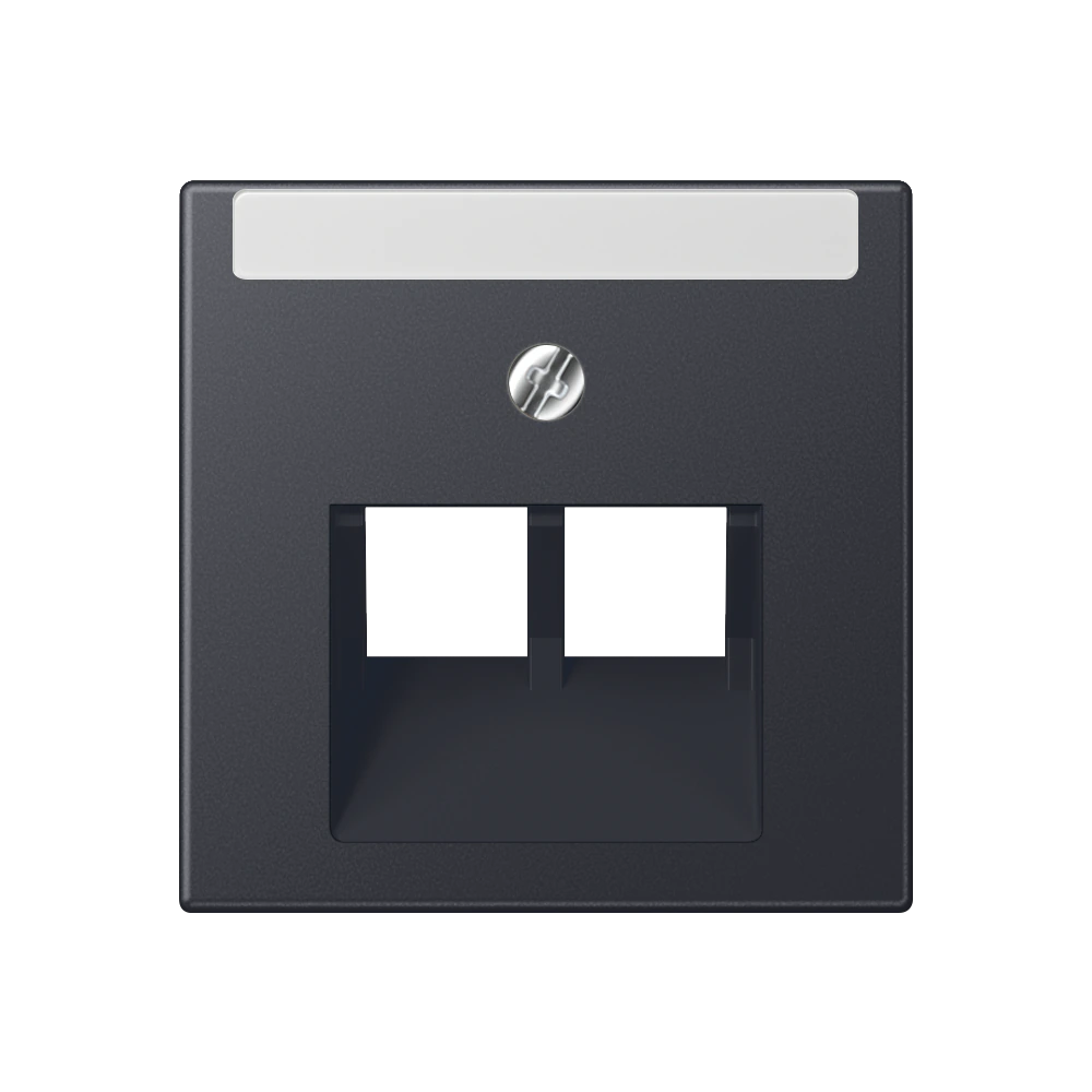 Centre plate for 2-gang modular jack socket (8-pole) — JUNG A 550, Matt Anthracite, art. A569-2NAPLUAANM