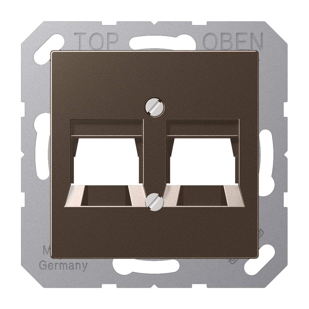 Centre plate for modular jack sockets — JUNG A 550, Mocha, art. A569-2NITTMO