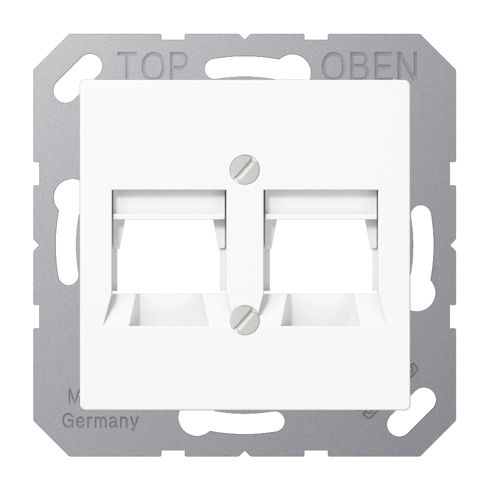 Centre plate for modular jack sockets — JUNG A 550, White, art. A569-2NITTWW
