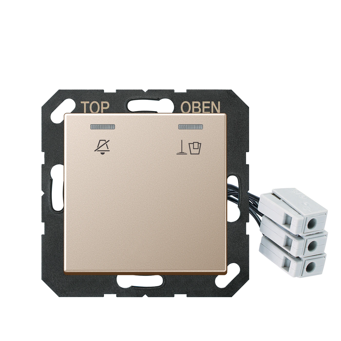 Hotel centre plate with LED unit 230 V, corridor unit — JUNG A Creation, Champagne, art. ACUKO5M230CH