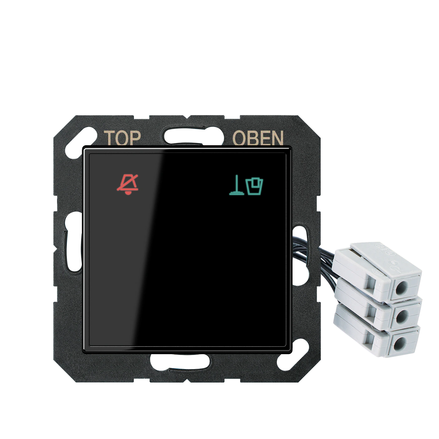 Hotel centre plate (glass) with LED unit 24 V, corridor unit — JUNG A Creation, Black, art. ACUKO6M24SW