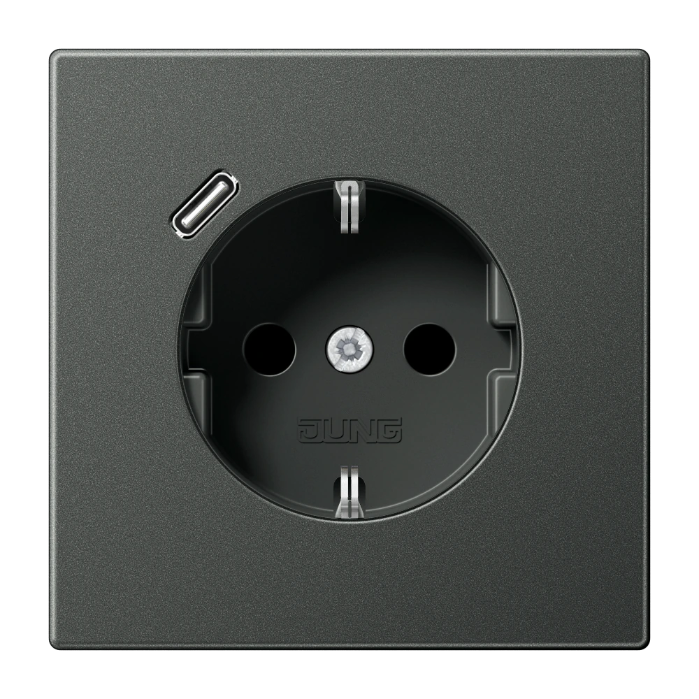 SCHUKO® розетка с USB тип С — JUNG LS 990, Anthracite Al, арт. AL1520-18CAN