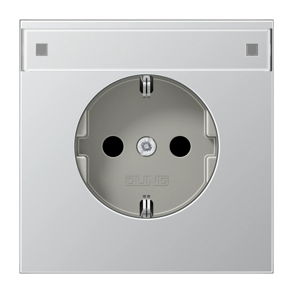 SCHUKO® socket with contact protection and inscription field — JUNG LS 990, aluminium, art. AL1520KINA