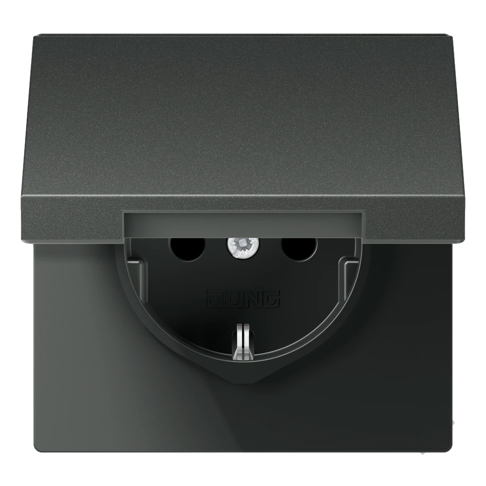 SCHUKO®-розетка с откидной крышкой — JUNG LS 990, Anthracite Al, арт. AL1520KLAN