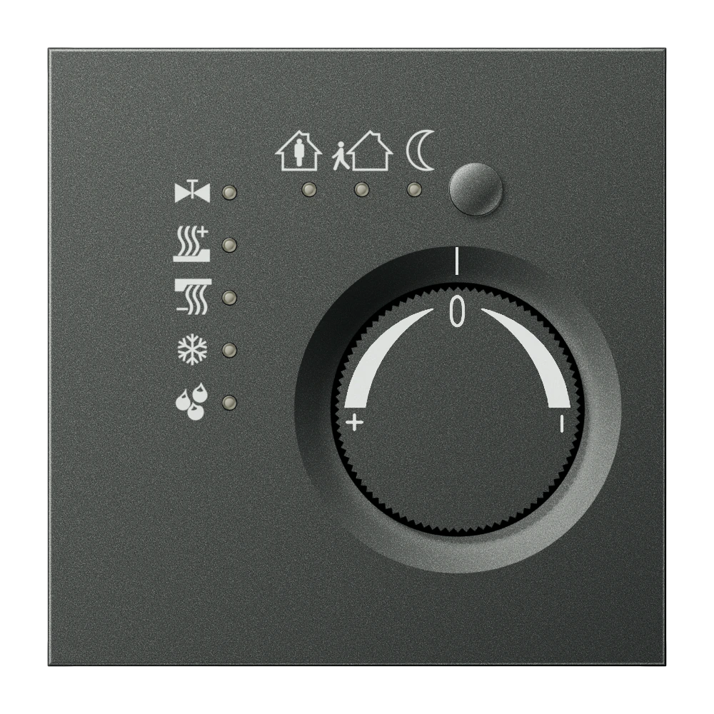 Room temperature controller with push-button interface 4-gang — JUNG LS 990, Anthracite Al, art. AL2178TSAN