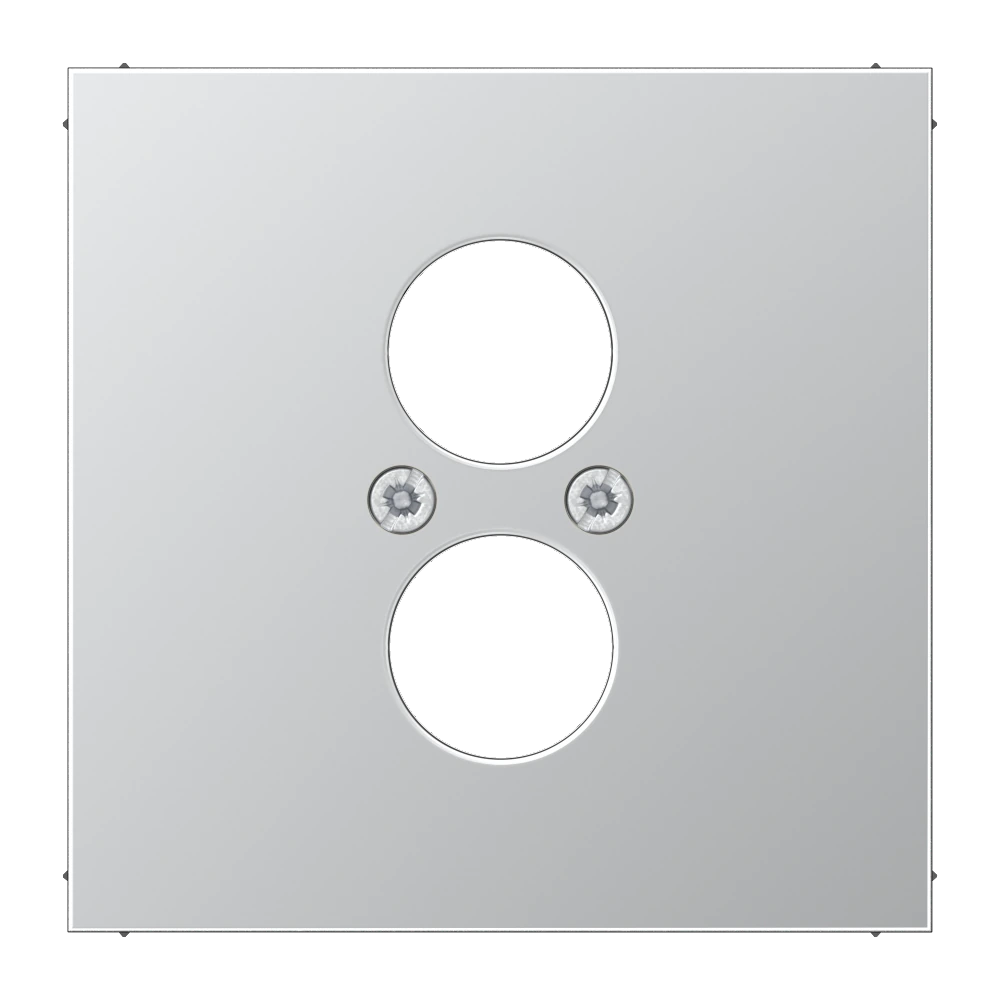 Centre plate for 2 circular electrical connectors — JUNG LS 990, aluminium, art. AL2962-2