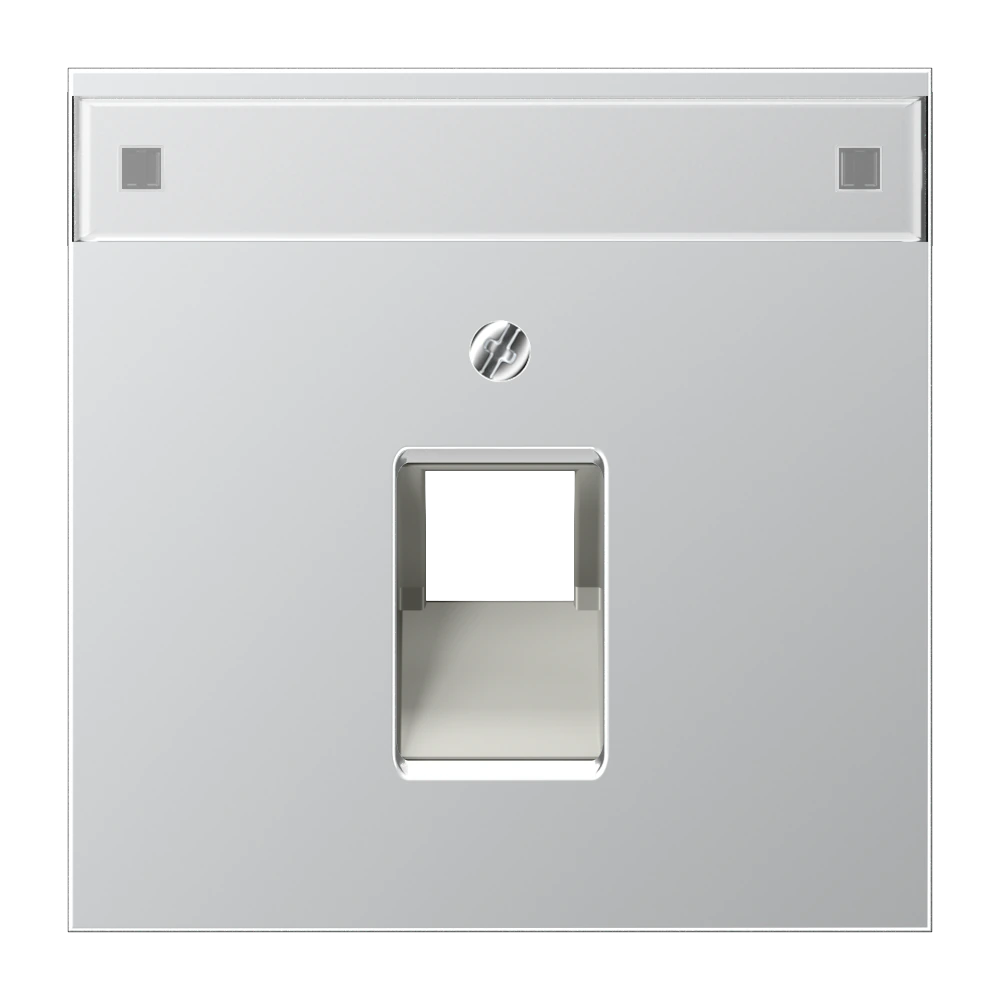 Centre plate with inscription field for 1-gang modular jack socket (8-pole) — JUNG LS 990, aluminium, art. AL2969-1NAUA