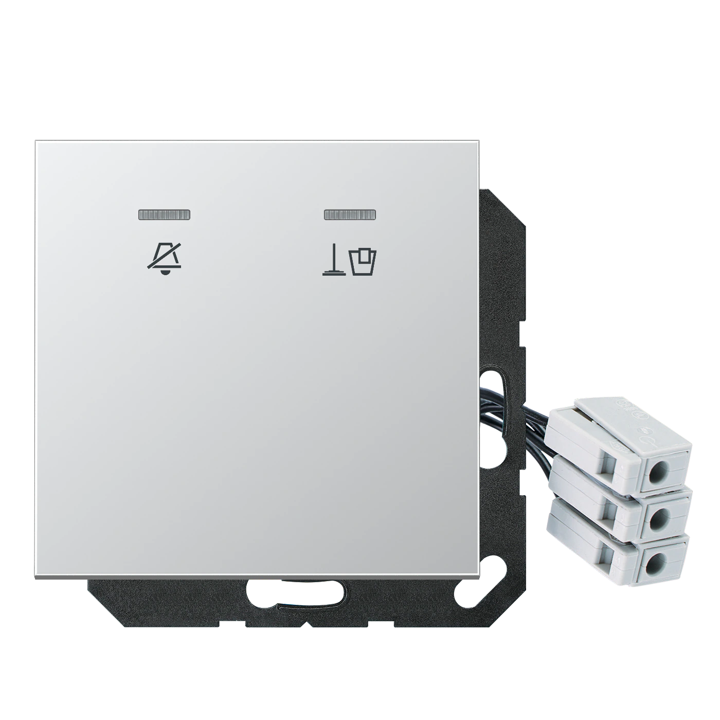 Hotel centre plate with LED unit 230 V, corridor unit — JUNG LS 990, aluminium, art. ALCUKO5M230