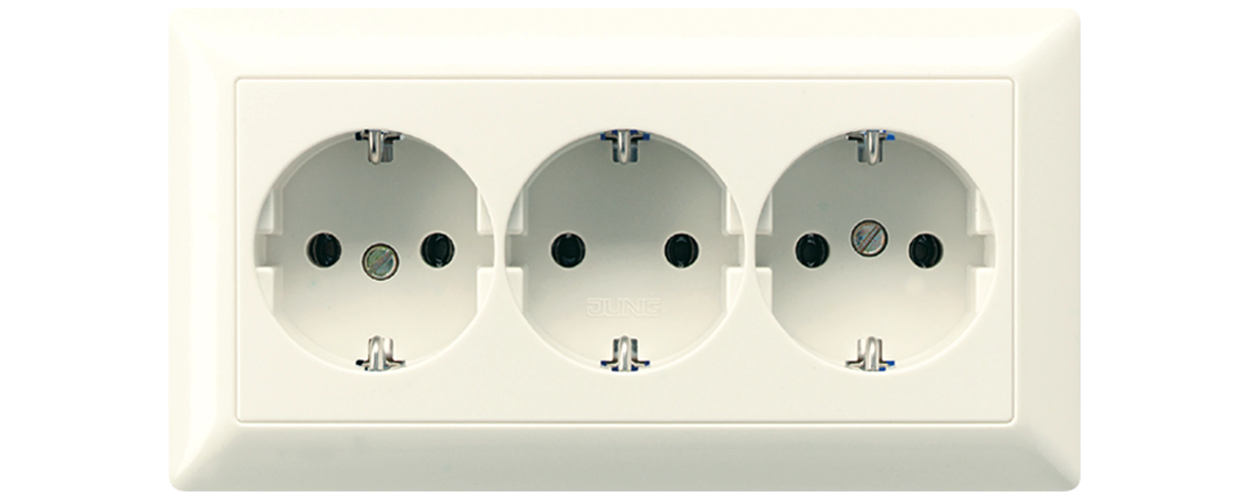 SCHUKO® socket for cable ducts, 3-gang — JUNG AS 500, Ivory, art. AS523