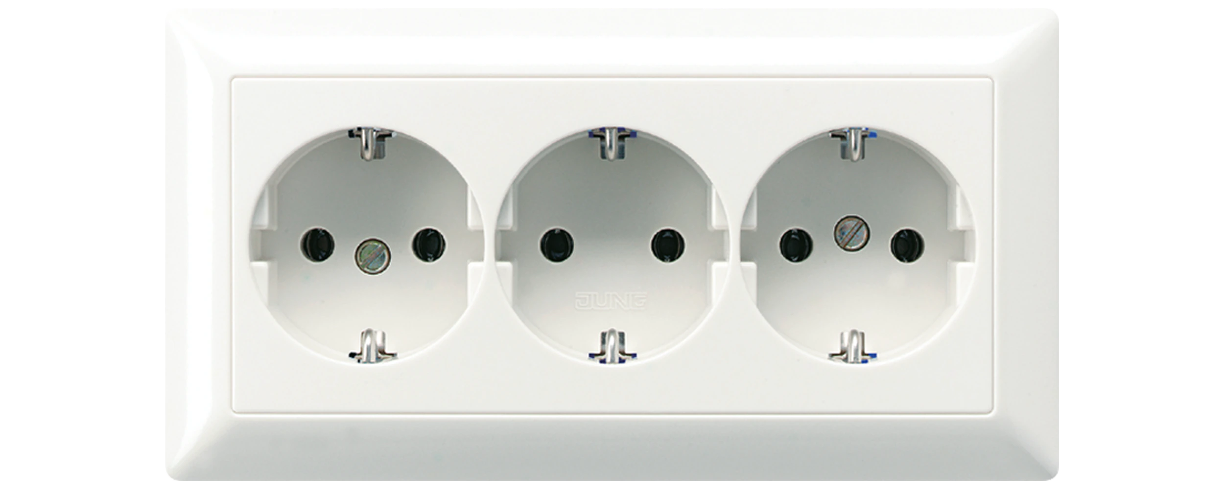 SCHUKO® socket for cable ducts, 3-gang — JUNG AS 500, White, art. AS523WW