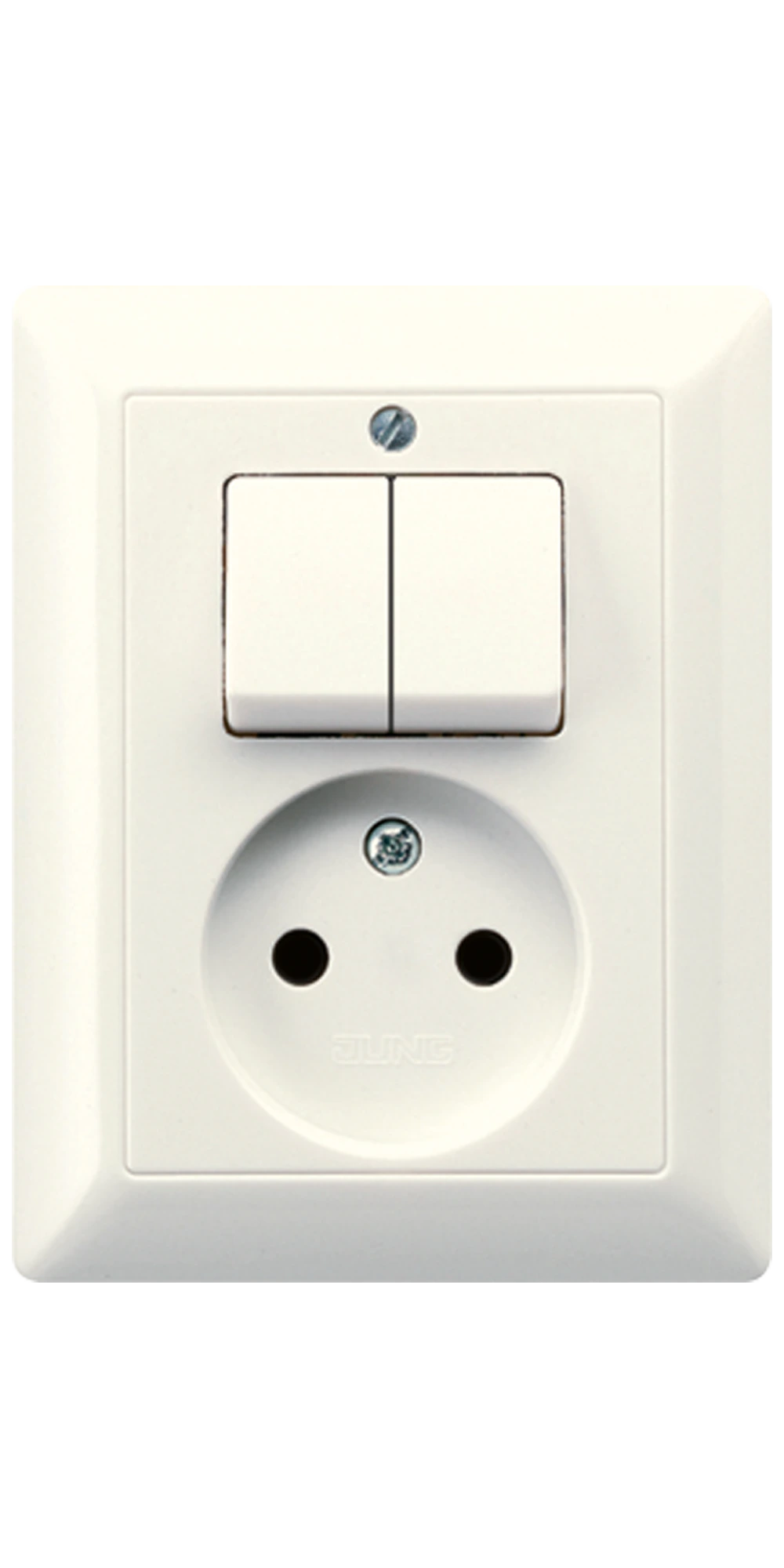 Combination socket 2-pole without earth / 2-gang switch — JUNG AS 500, Ivory, art. AS5545EU