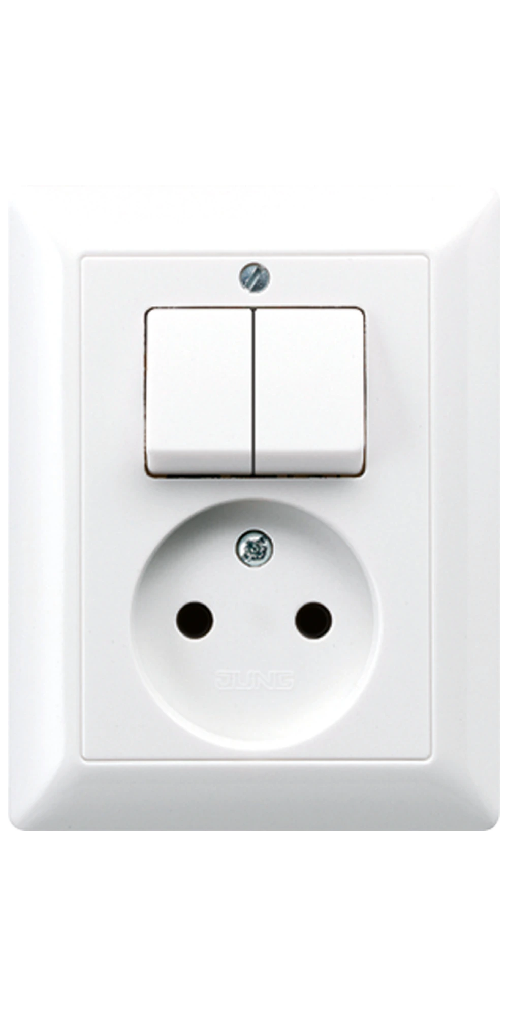 Розетка, 2-pole без заземления 16 A / 250 V ~ with 2-клавишная switch 10 AX / 250 V ~, винт. клеммы, дюропласт, серия AS, белый — JUNG AS 500, Белый, арт. AS5545EUWW