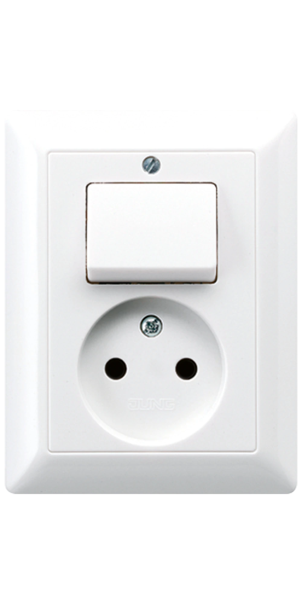 Combination socket 2-pole without earth / 1-gang switch — JUNG AS 500, White, art. AS5546EUWW