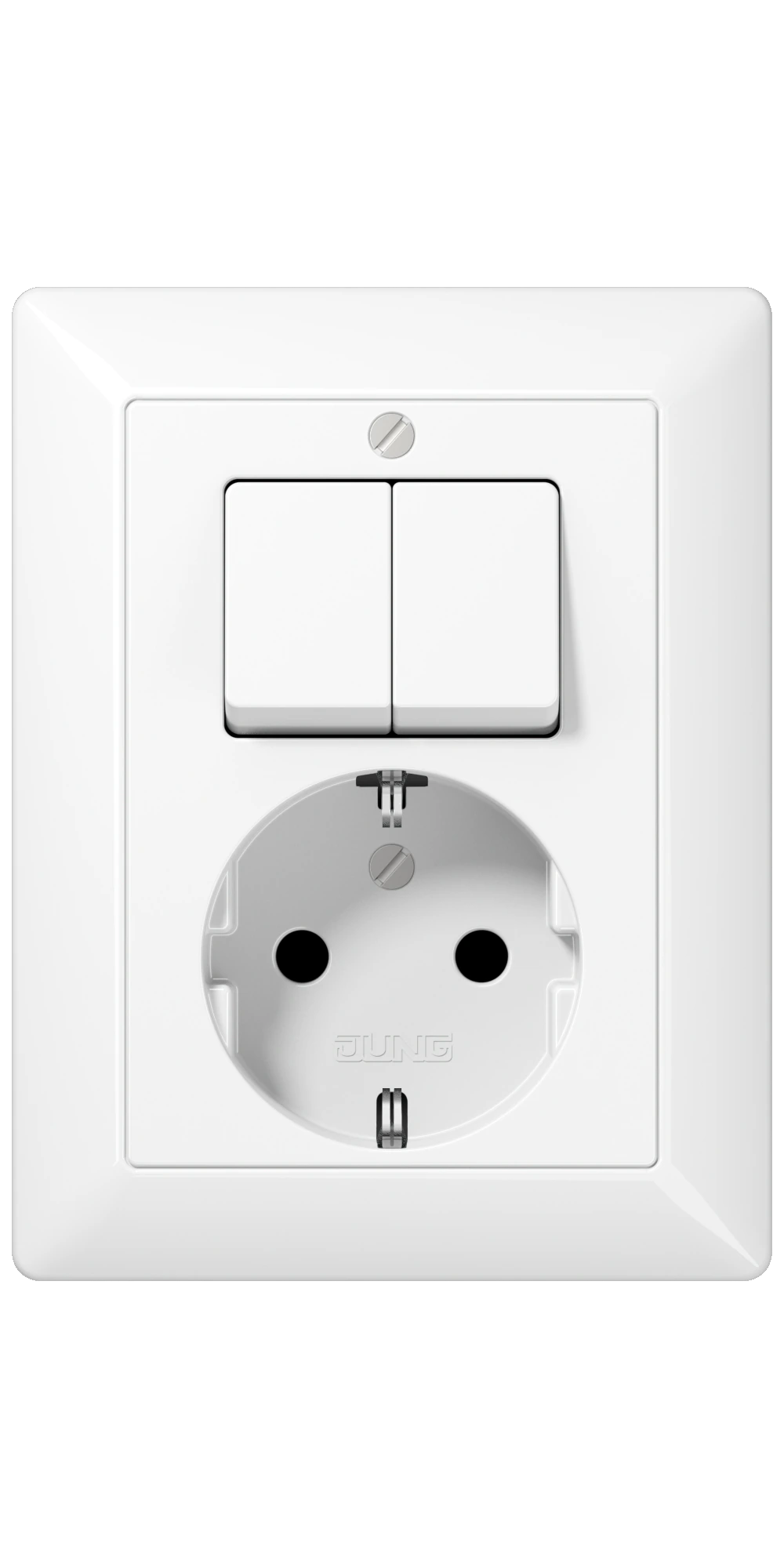 Combination SCHUKO® socket / 2-gang switch — JUNG AS 500, White, art. AS5575EUWW