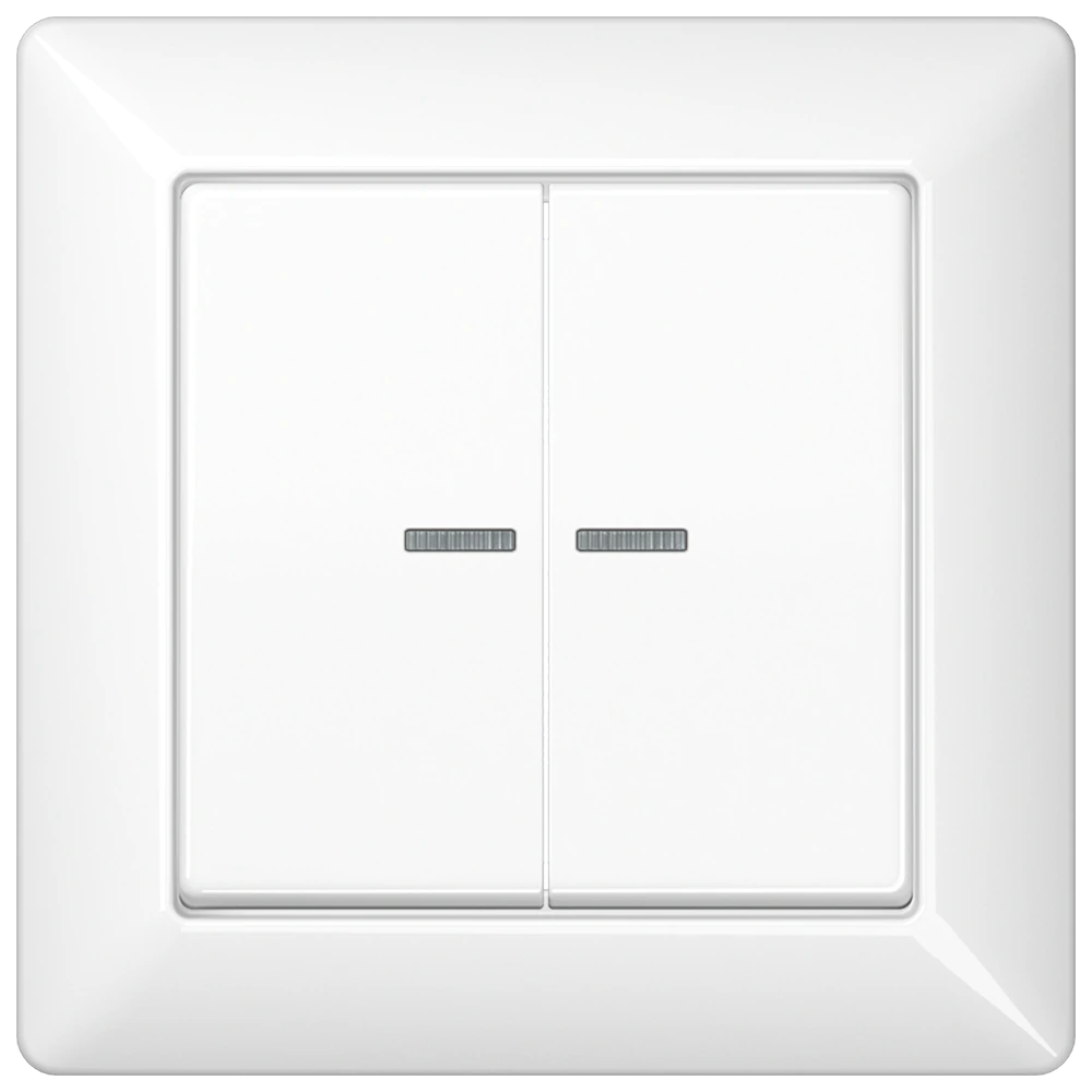 2-gang rocker for switch and push-button, with lens — JUNG AS 500, White, art. AS590-5KO5WW
