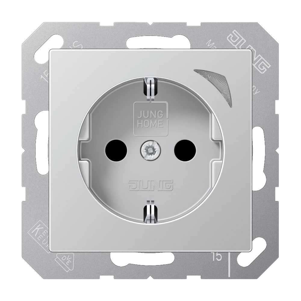 JUNG HOME SCHUKO® socket Energy — JUNG Bluetooth, Aluminium, art. BTA1521SEAL