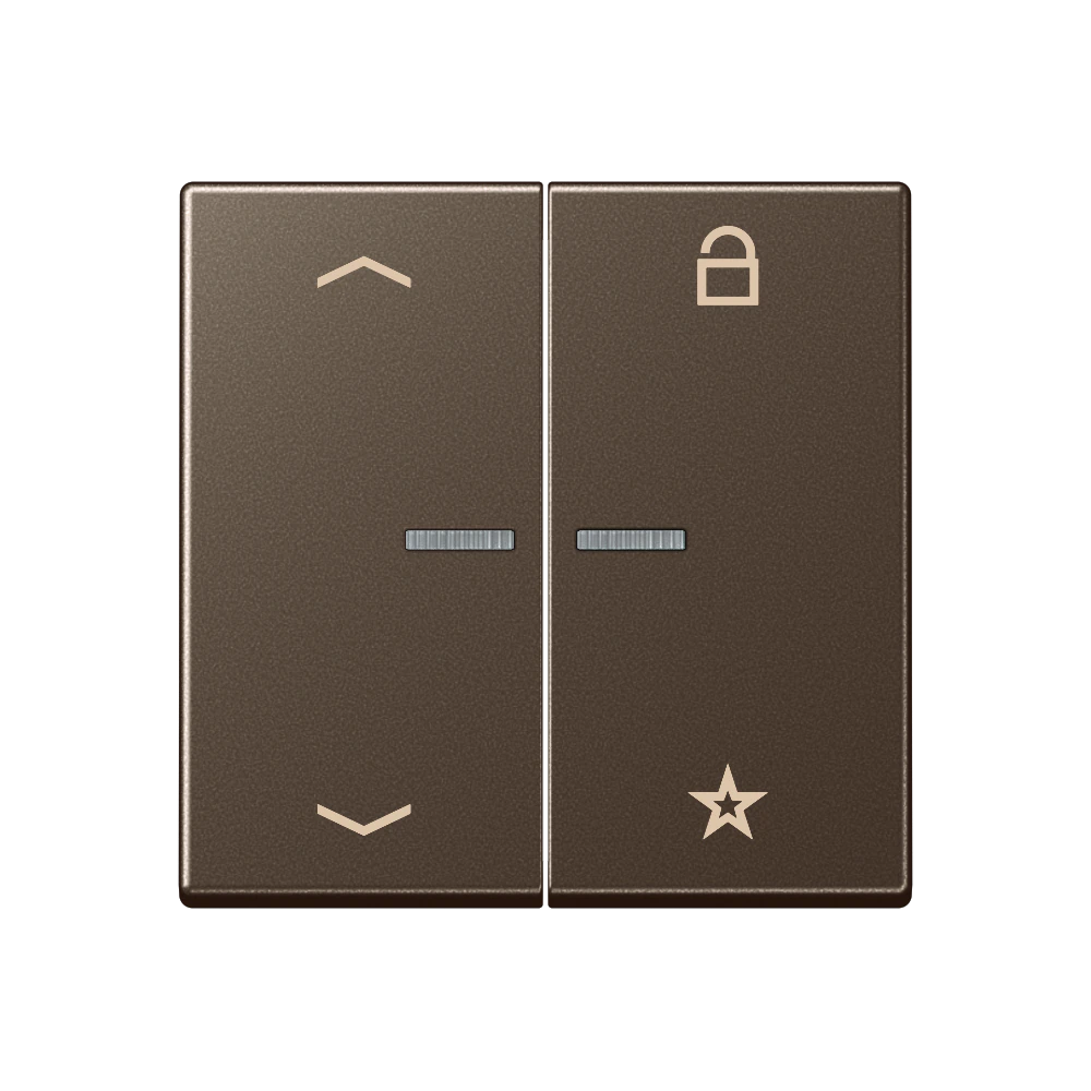 eNet push-button universal 1-gang with arrow symbols — JUNG F Series, Mocha, art. FMA1701PMO