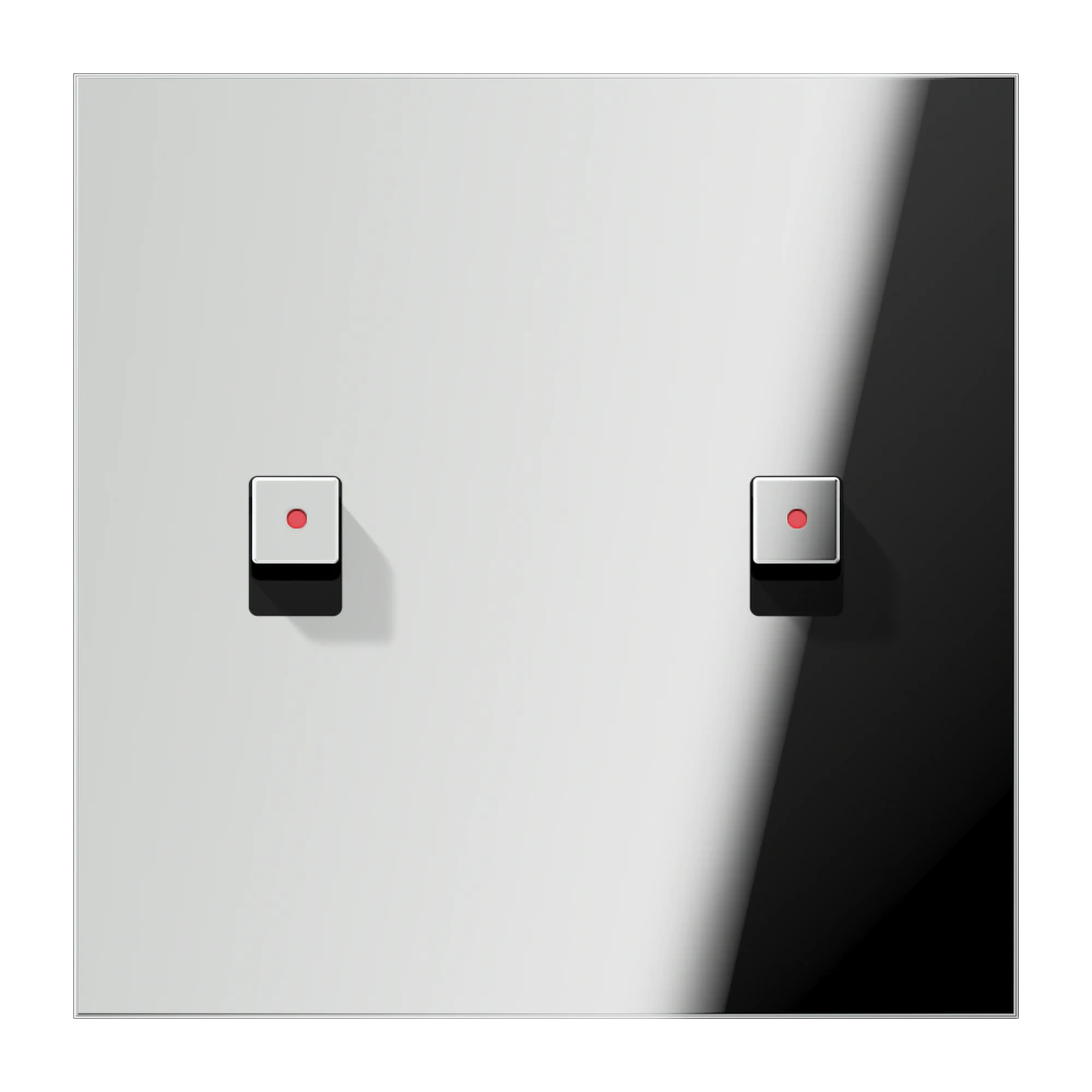 Centre plate with toggle lever "cube", with lens — JUNG LS 1912, Cube — Chrome, art. GCR12-5KOE22