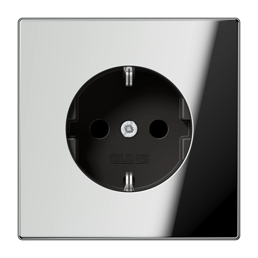 SCHUKO® socket with contact protection — JUNG LS 990, chrome, art. GCR1520KI