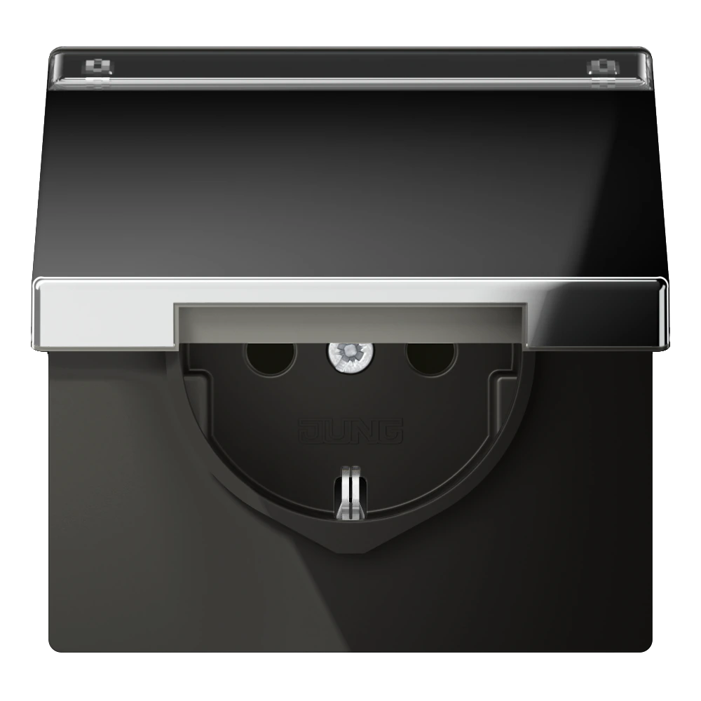 SCHUKO®-розетка с откидной крышкой и полем для записи — JUNG LS 990, Хром, арт. GCR1520NAKL