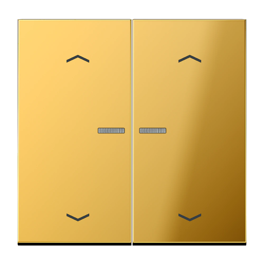 Rocker with lens and arrow symbols for KNX push-button 2-gang — JUNG LS 990, gold coloured, art. GO102KO5P