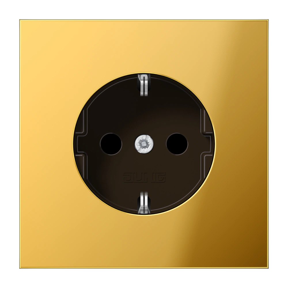 SCHUKO® socket with contact protection — JUNG LS 990, gold coloured, art. GO1520KI