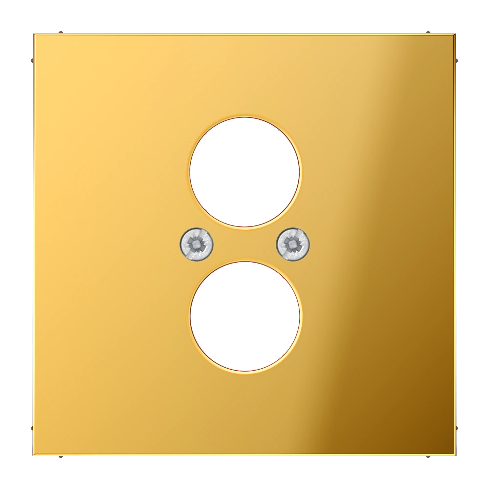 Centre plate for 2 circular electrical connectors — JUNG LS 990, gold coloured, art. GO2962-2