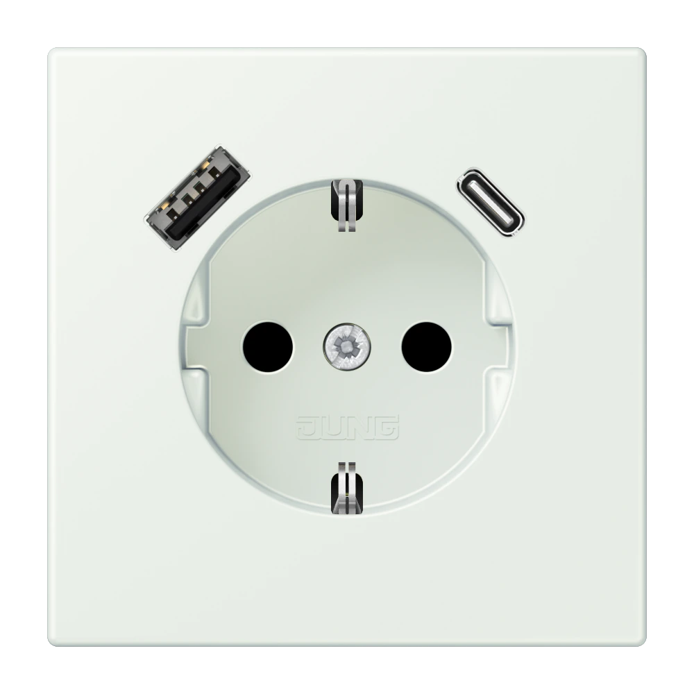 Розетка SCHUKO®, 16А 250В, с USB-зарядкой, 1×Type A + 1×Type C, с защитой, серия LS, outremer gris (32024) — JUNG LS 990 Le Corbusier, Outremer Gris, арт. LC1520-15CA210