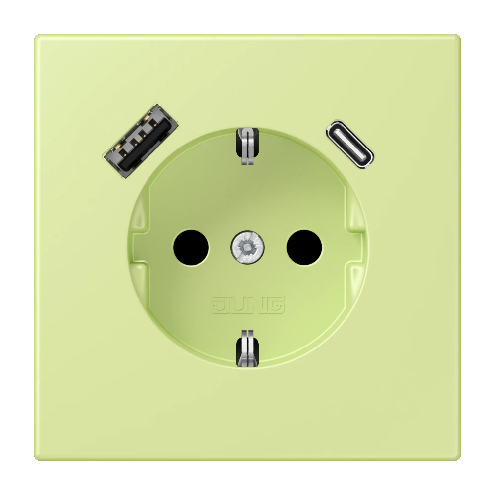 SCHUKO® socket with USB charger — JUNG LS 990 Le Corbusier, le corbusier 222, art. LC1520-15CA222