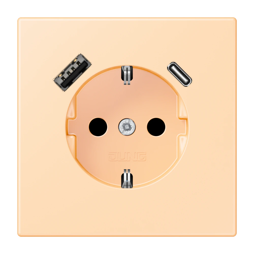 SCHUKO® socket with USB charger — JUNG LS 990 Le Corbusier, le corbusier 223, art. LC1520-15CA223