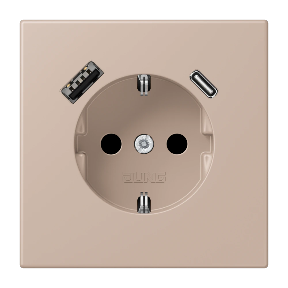SCHUKO® socket with USB charger — JUNG LS 990 Le Corbusier, le corbusier 240, art. LC1520-15CA240