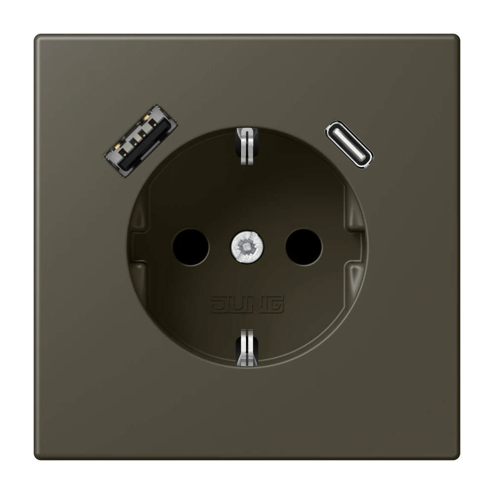 SCHUKO® socket with USB charger — JUNG LS 990 Le Corbusier, le corbusier 241, art. LC1520-15CA241