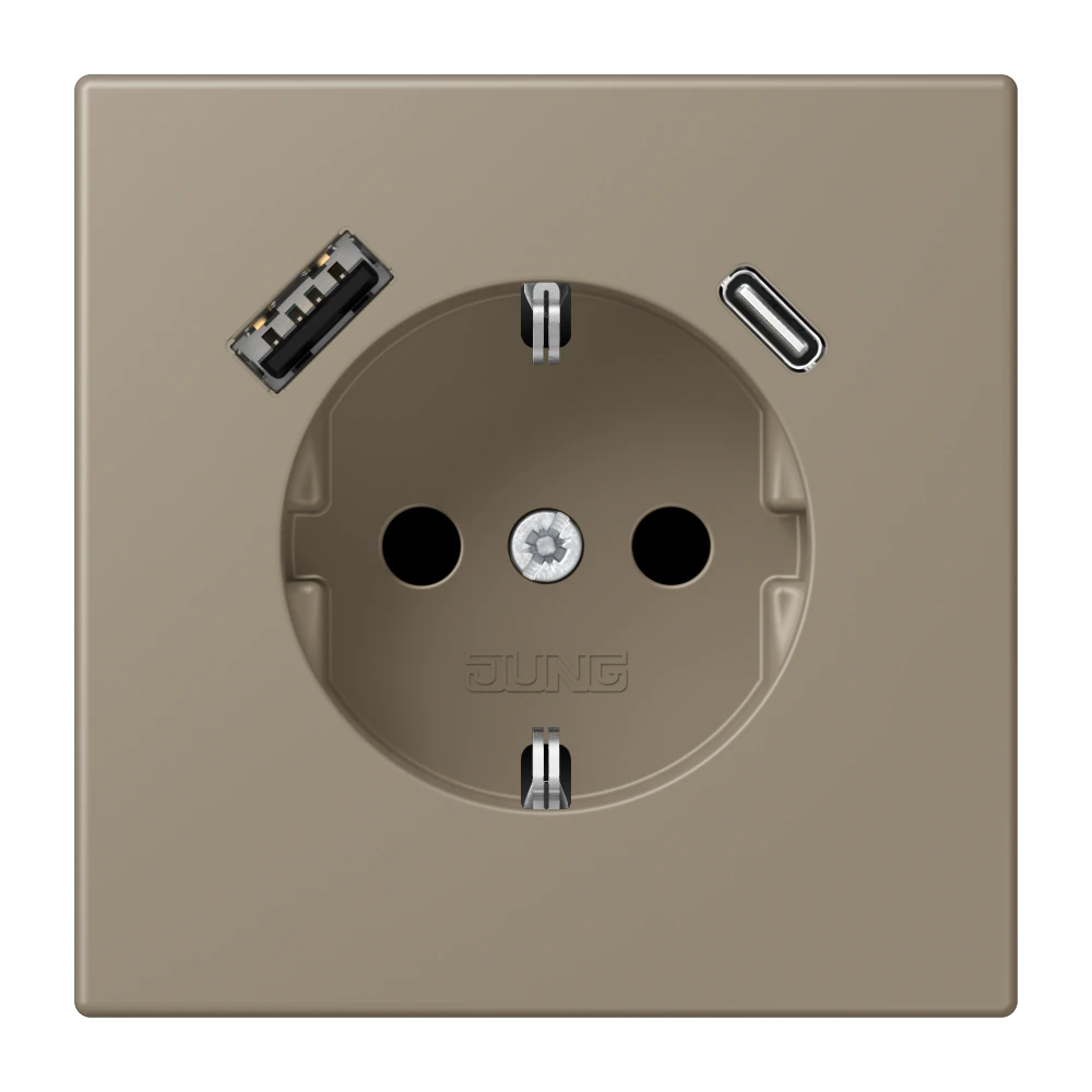 SCHUKO® socket with USB charger — JUNG LS 990 Le Corbusier, le corbusier 242, art. LC1520-15CA242