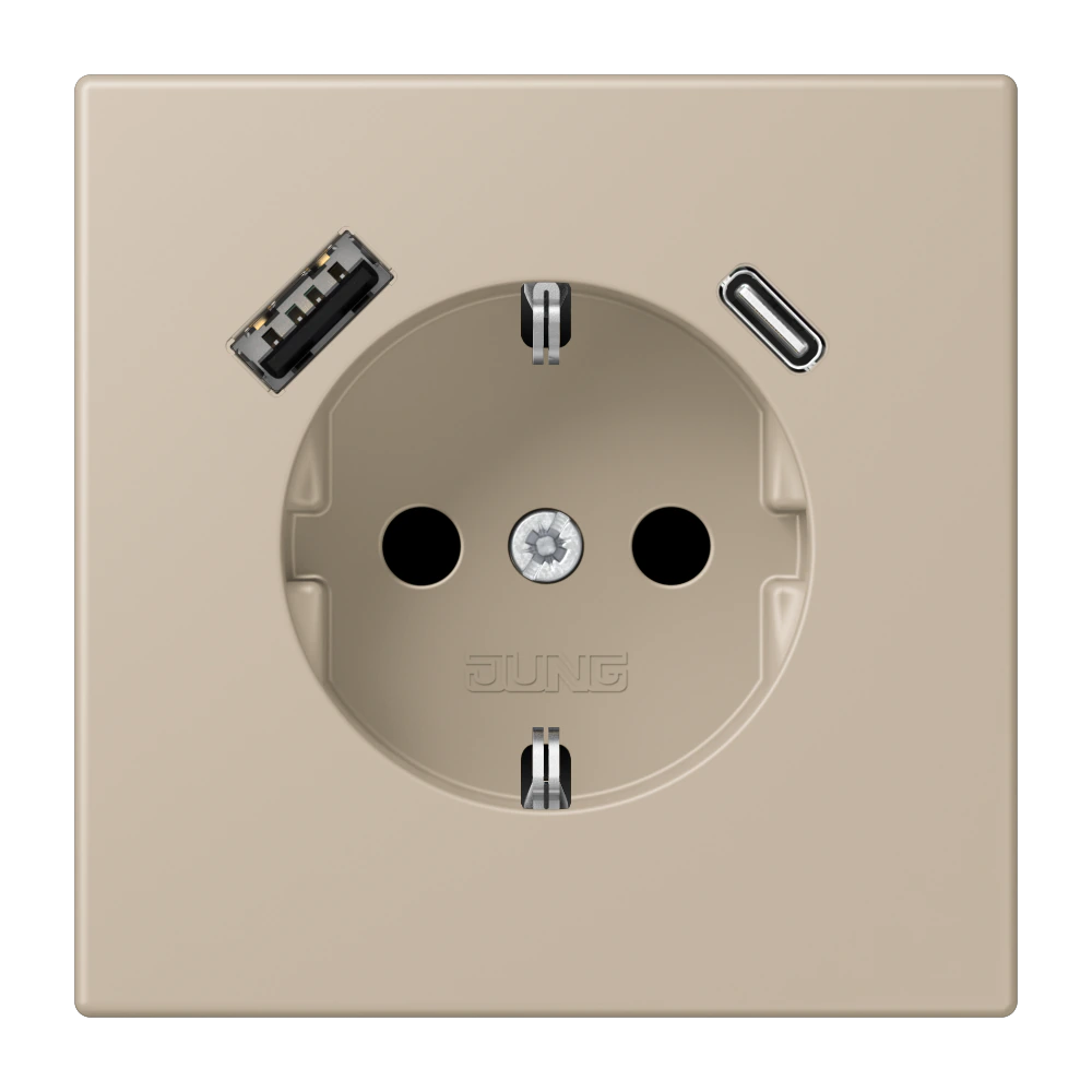 SCHUKO® socket with USB charger — JUNG LS 990 Le Corbusier, le corbusier 243, art. LC1520-15CA243