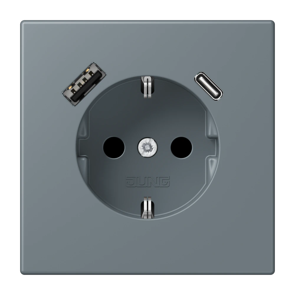 SCHUKO® socket with USB charger — JUNG LS 990 Le Corbusier, le corbusier 251, art. LC1520-15CA251