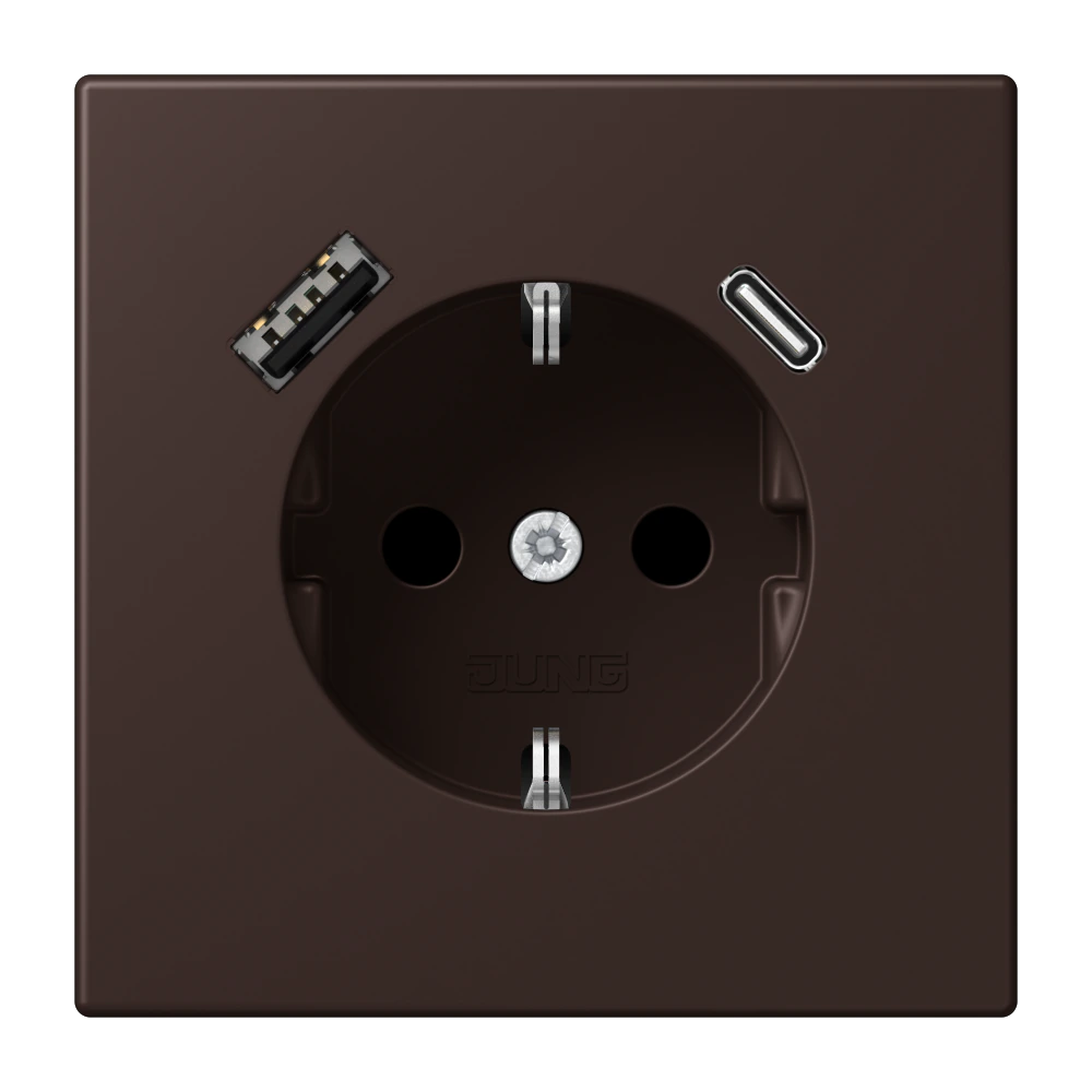 SCHUKO® socket with USB charger — JUNG LS 990 Le Corbusier, le corbusier 252, art. LC1520-15CA252