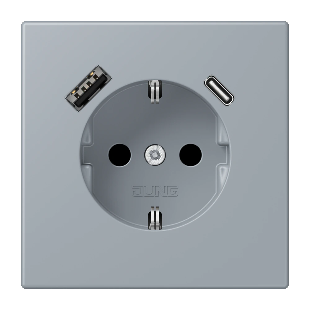 SCHUKO® socket with USB charger — JUNG LS 990 Le Corbusier, le corbusier 257, art. LC1520-15CA257