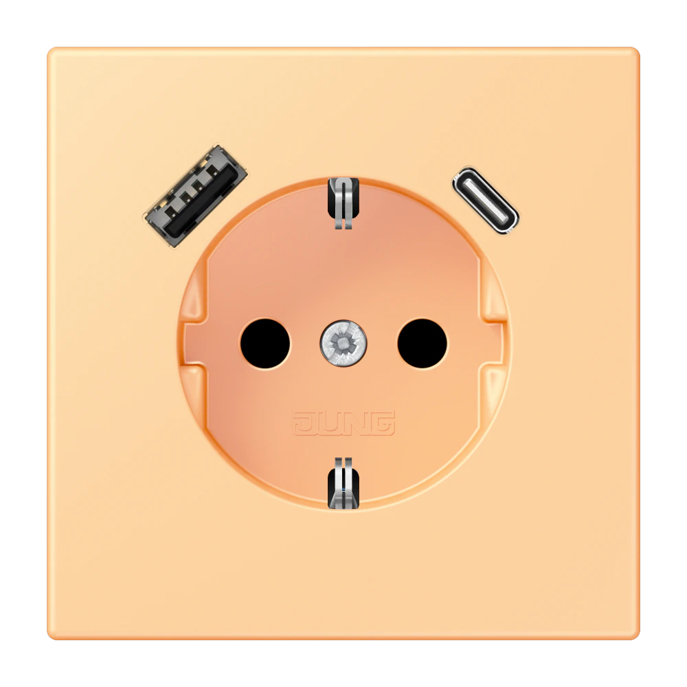 SCHUKO® socket with USB charger — JUNG LS 990 Le Corbusier, le corbusier 258, art. LC1520-15CA258