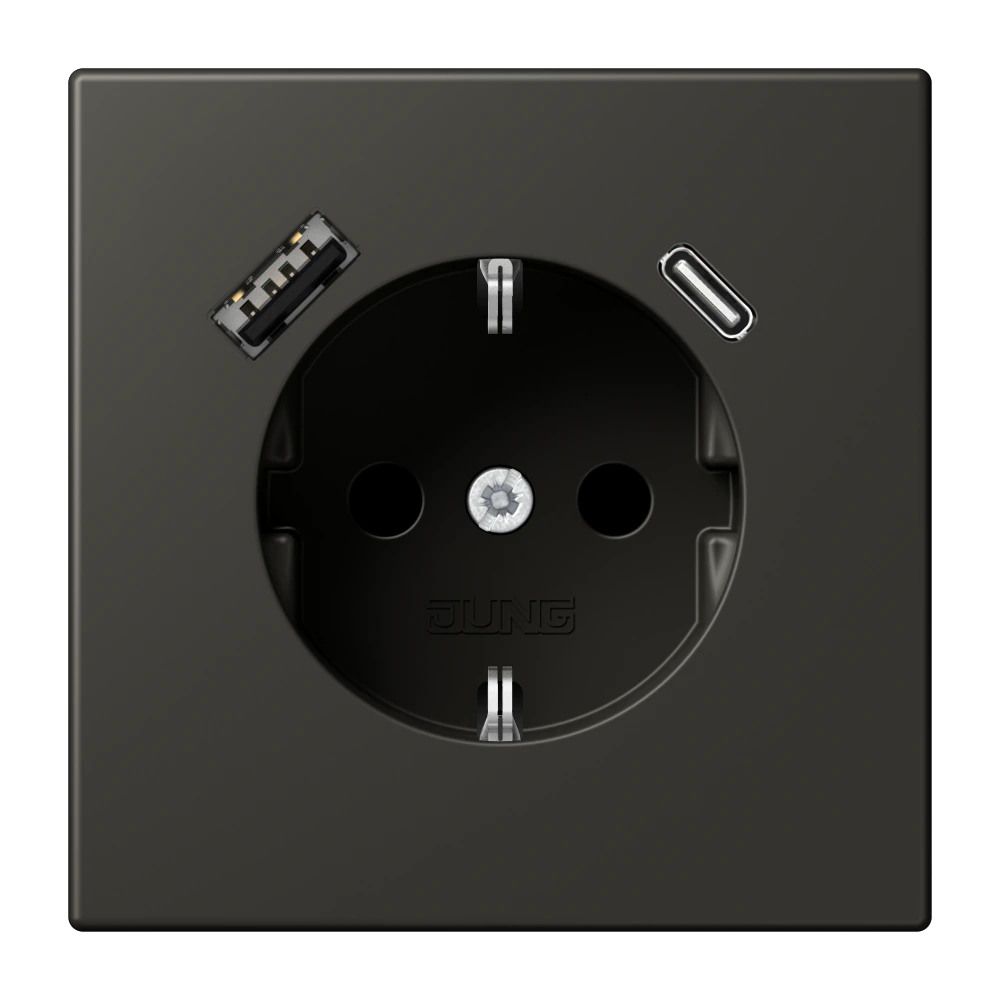 SCHUKO® socket with USB charger — JUNG LS 990 Le Corbusier, le corbusier 259, art. LC1520-15CA259
