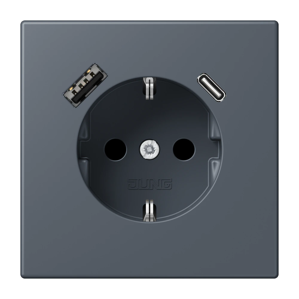 SCHUKO® socket with USB charger — JUNG LS 990 Le Corbusier, le corbusier 262, art. LC1520-15CA262
