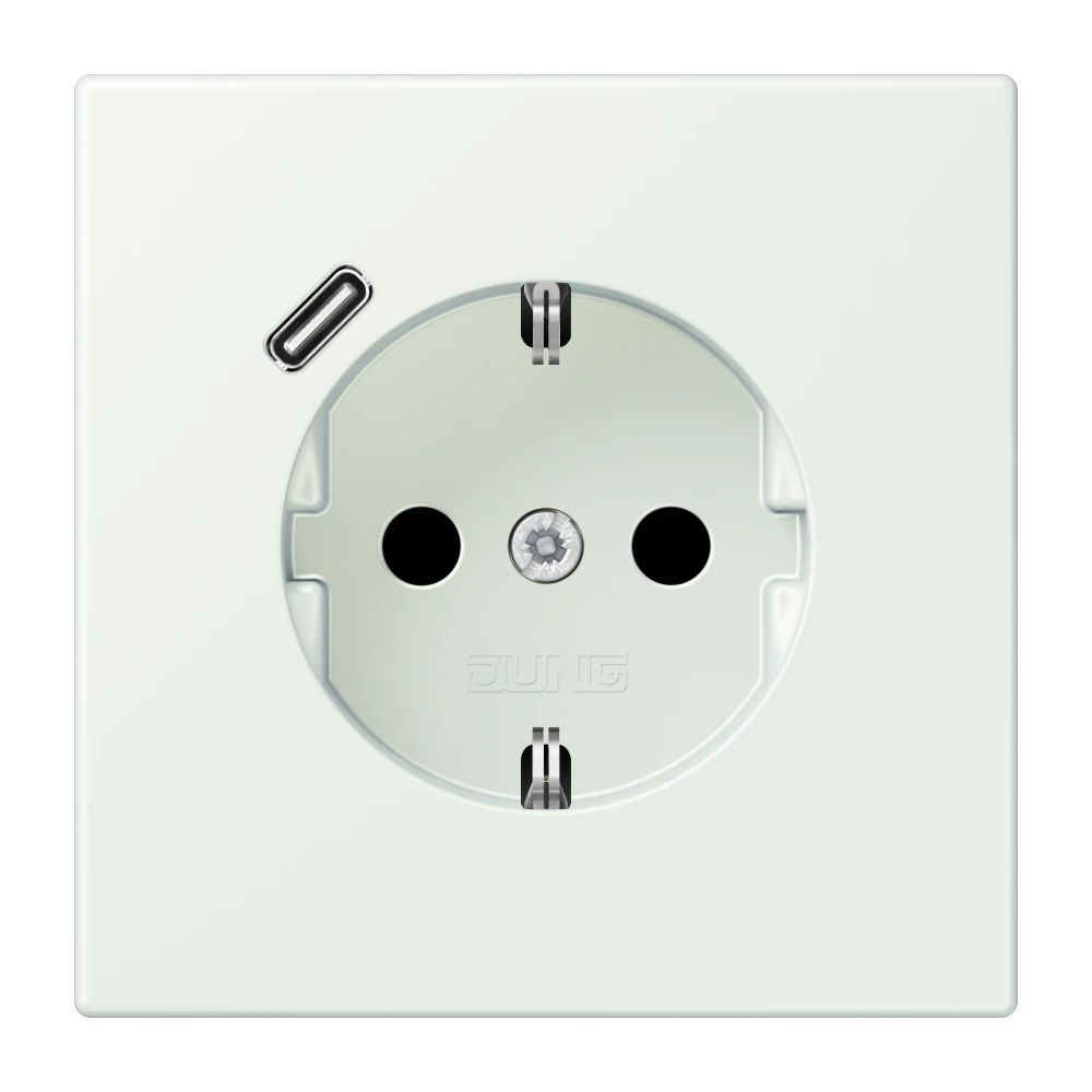 SCHUKO® socket with USB charger — JUNG LS 990 Le Corbusier, Outremer Gris, art. LC1520-18C210