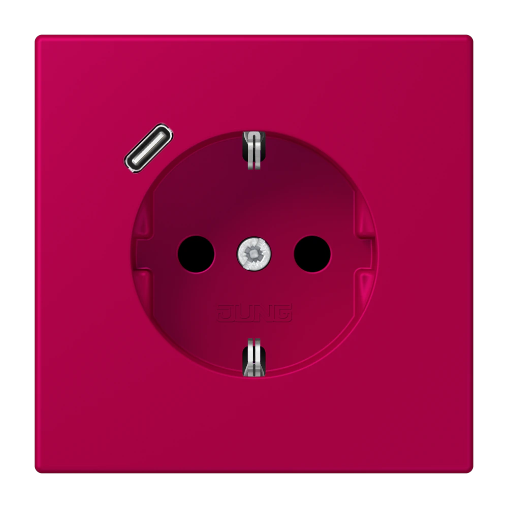 Розетка SCHUKO®, 16А 250В, с USB-зарядкой, 1×Type C, с защитой, серия LS, rouge rubia (32101) — JUNG LS 990 Le Corbusier, le corbusier 230, арт. LC1520-18C230