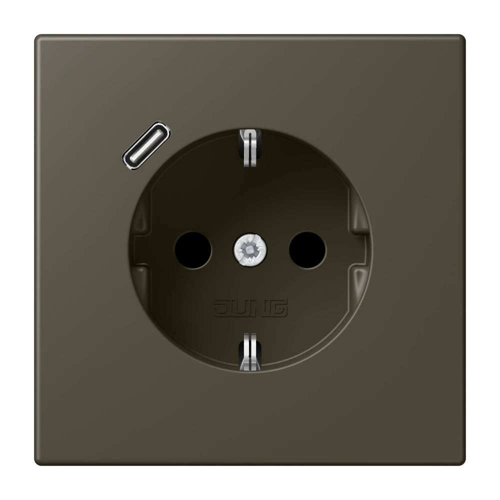 SCHUKO® socket with USB charger — JUNG LS 990 Le Corbusier, le corbusier 241, art. LC1520-18C241
