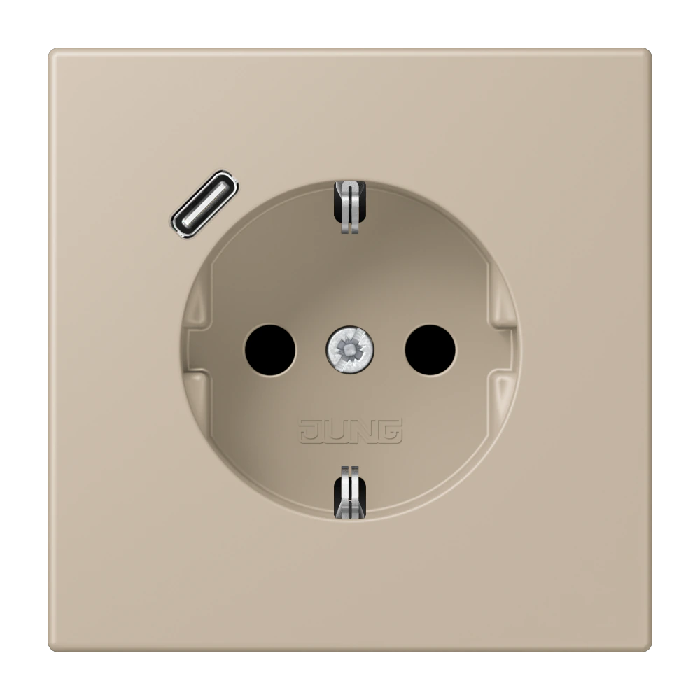 SCHUKO® socket with USB charger — JUNG LS 990 Le Corbusier, le corbusier 243, art. LC1520-18C243