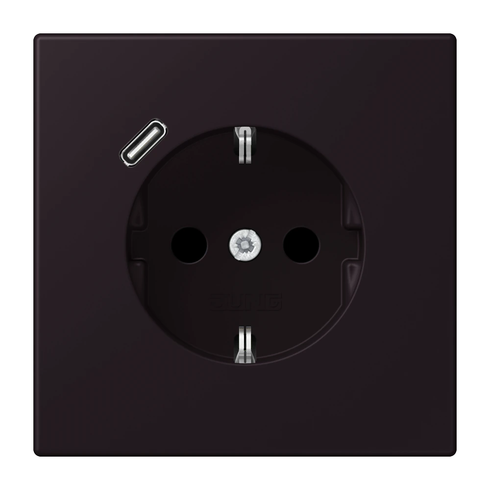 Розетка SCHUKO®, 16А 250В, с USB-зарядкой, 1×Type C, с защитой, серия LS, noir d'ivoire (4320E) — JUNG LS 990 Le Corbusier, le corbusier 248, арт. LC1520-18C248