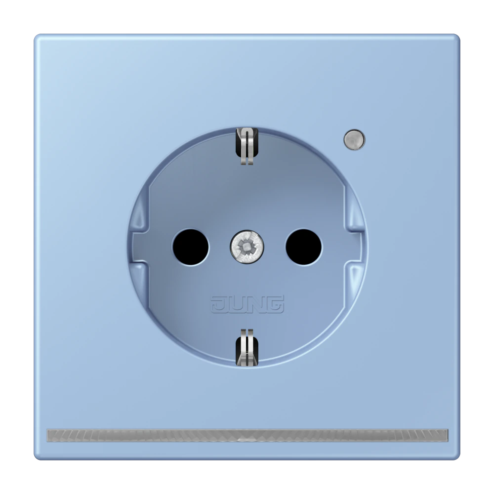 SCHUKO® socket with LED floor pilot light — JUNG LS 990 Le Corbusier, Outremer Moyen, art. LC1520-OLNW207