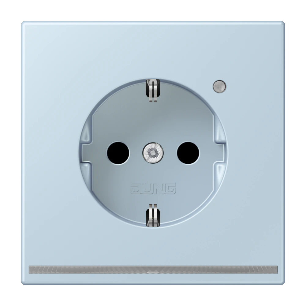 SCHUKO® socket with LED floor pilot light — JUNG LS 990 Le Corbusier, Outremer Clair, art. LC1520-OLNW208