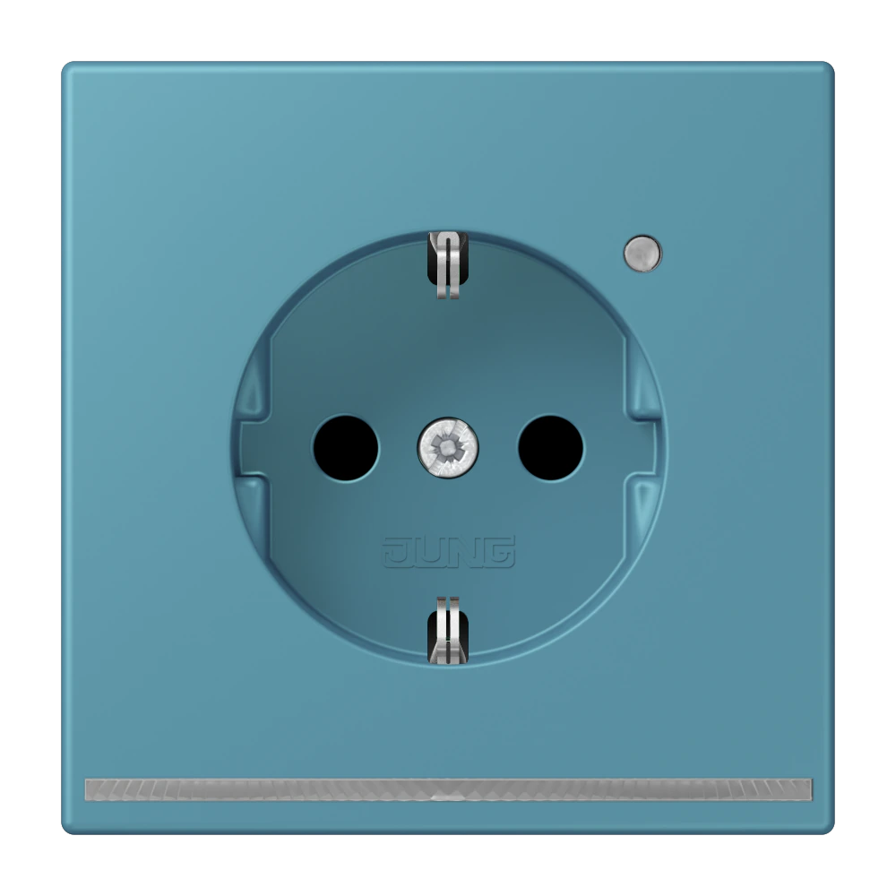 SCHUKO® socket with LED floor pilot light — JUNG LS 990 Le Corbusier, Céruléen Vif, art. LC1520-OLNW212