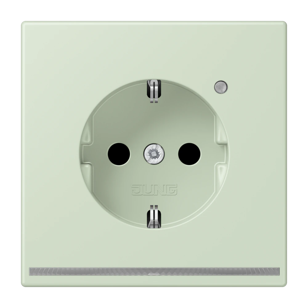 SCHUKO®-розетка с ориентационной светодиодной подсветкой — JUNG LS 990 Le Corbusier, Vert Anglâis Pale, арт. LC1520-OLNW218