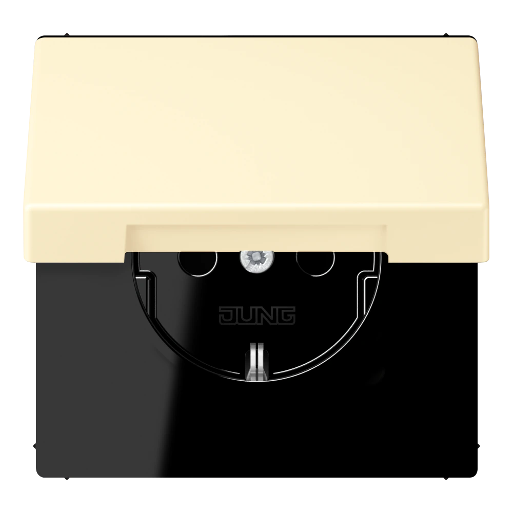SCHUKO® socket with hinged lid — JUNG LS 990 Le Corbusier, Blanc, art. LC1520BFKL201